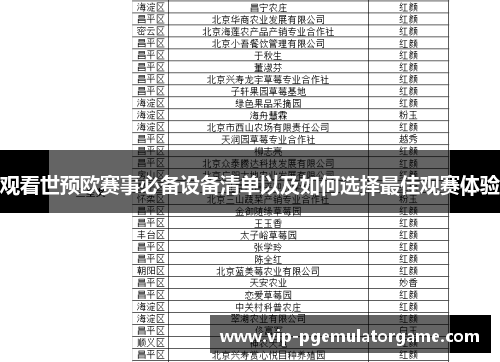 观看世预欧赛事必备设备清单以及如何选择最佳观赛体验