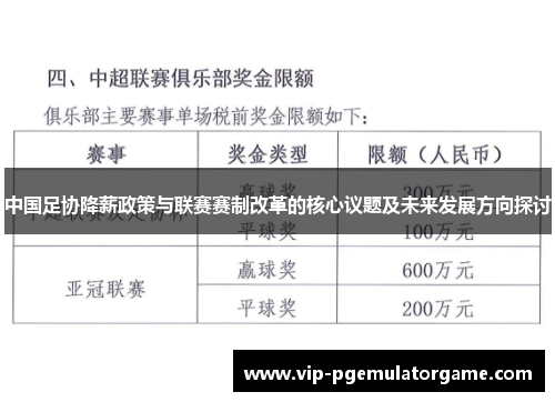 中国足协降薪政策与联赛赛制改革的核心议题及未来发展方向探讨